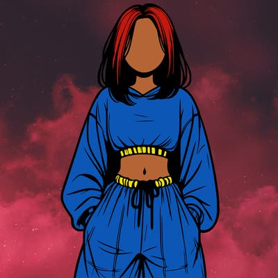 realistic girl faceless with baggy pants and a crop top