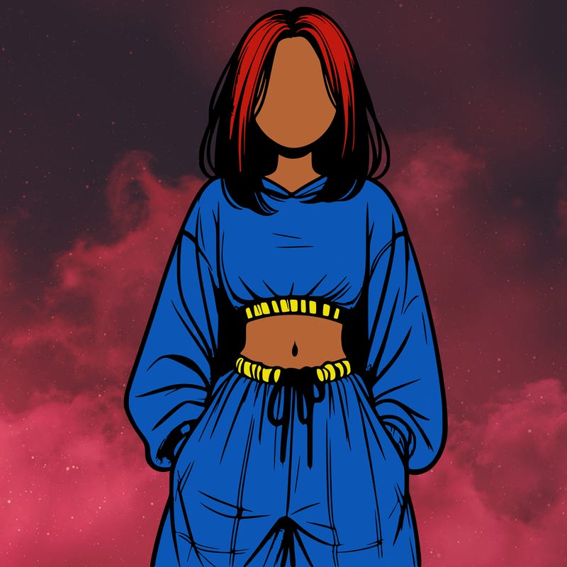 realistic girl faceless with baggy pants and a crop top