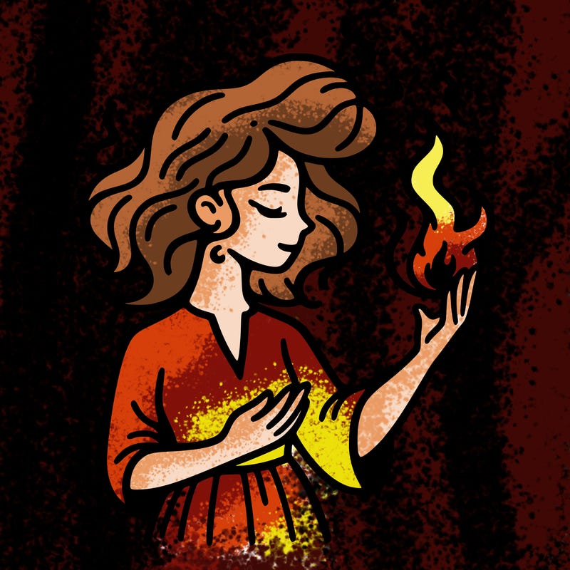 woman with fire