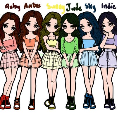 a group of girls realistic