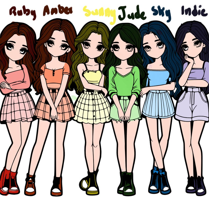 a group of girls realistic