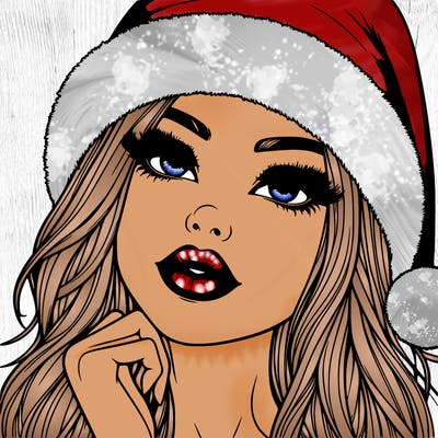 realistic christmas girl with lips