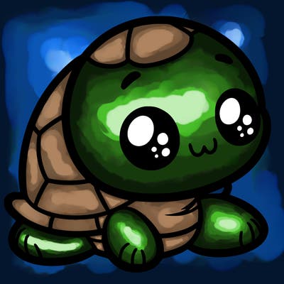 cute little animated turtle