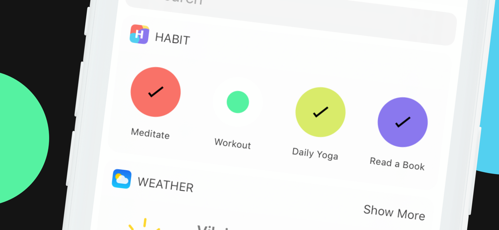 Habit — Daily Tracker - Minimalistisches iOS-Widget für den Habit-Tracker, das den täglichen Fortschritt mit bunten Zielkreisen zeigt