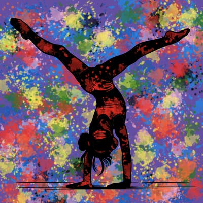 realistic gymnastic hand stand girl in four splits