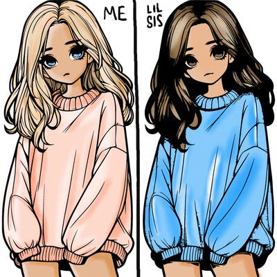 realistic girl with baggy sweater
