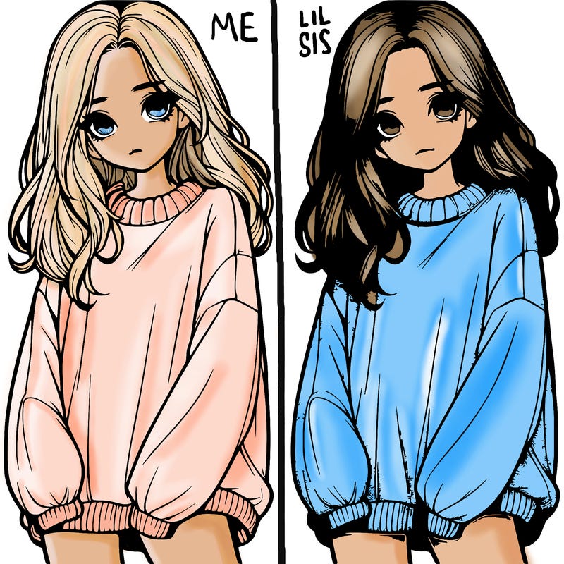 realistic girl with baggy sweater