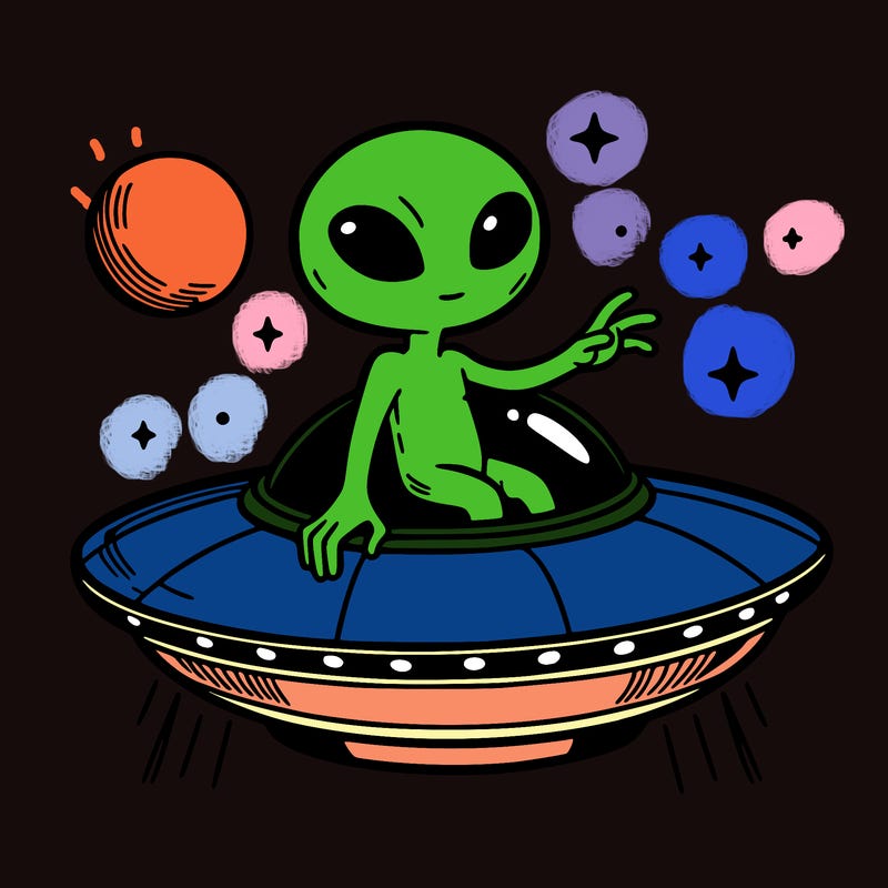 alien on a ufo