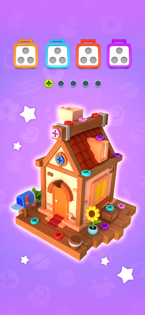 Screw Sort Puzzle™-Pin Jam 3D - A 3D wooden house puzzle with colorful screws and matching toolboxes in the Screw Sort Puzzle mobile game