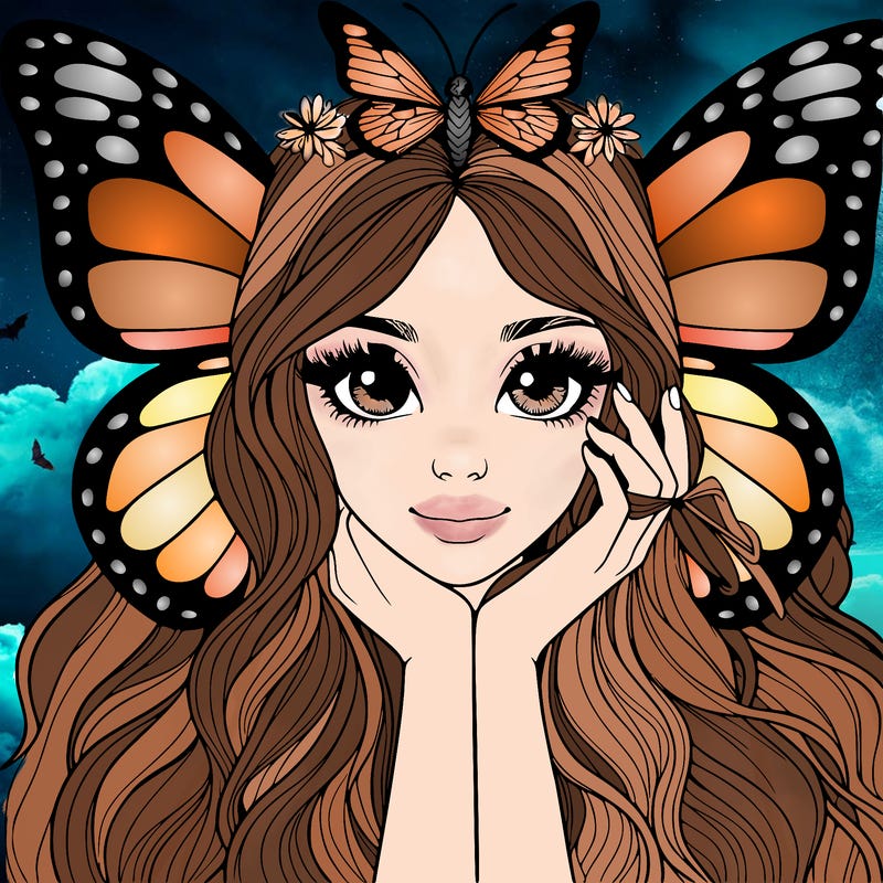 butterfly realistic girl