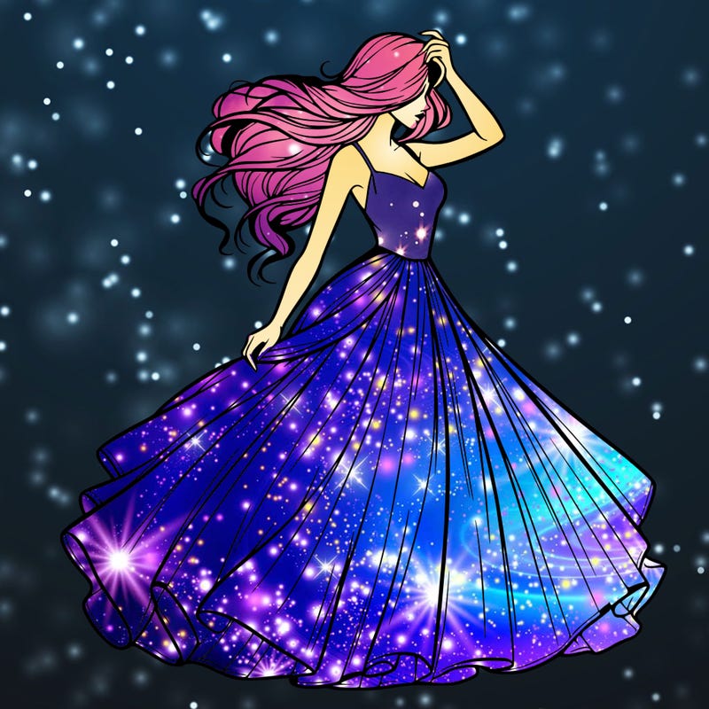 realistic woman with dress flowing in the wind