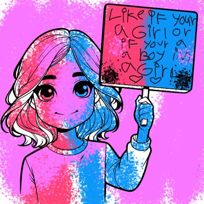 realistic girl holding up a sign