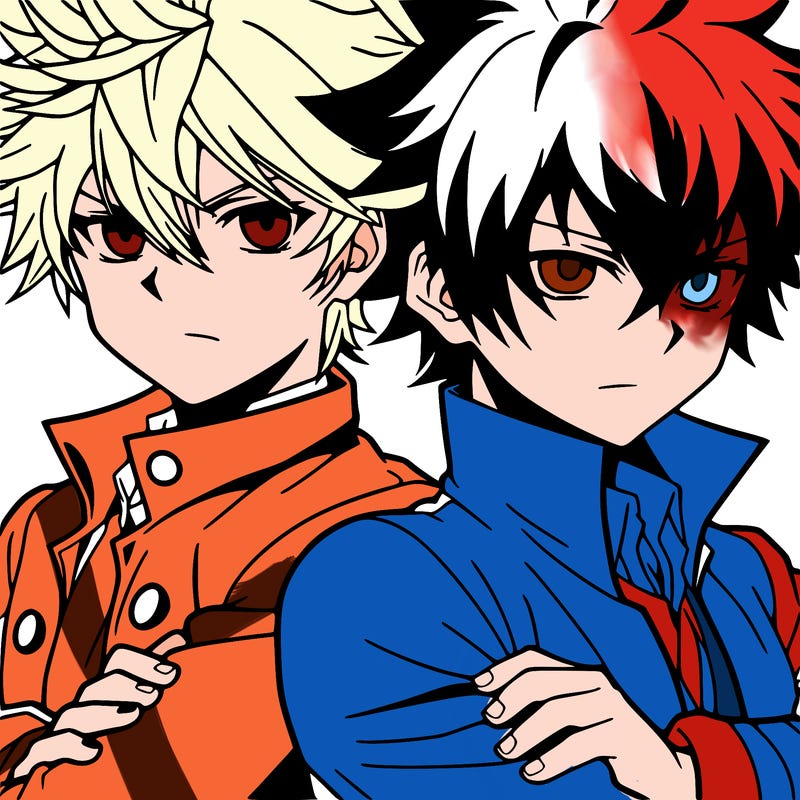 my hero academia bakugo and deku huging