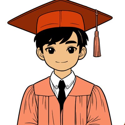 asian person graduating from school realistic