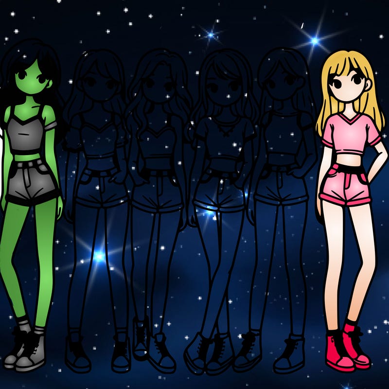 a group of girls wearing crop tops and shorts