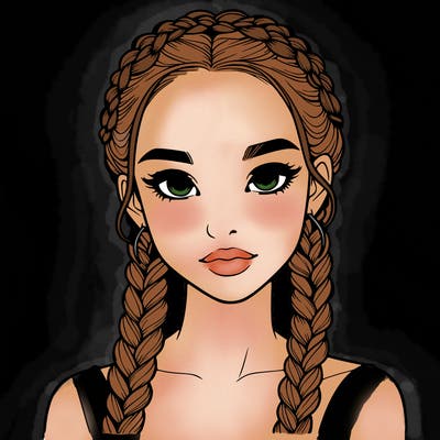realistic girl with braids