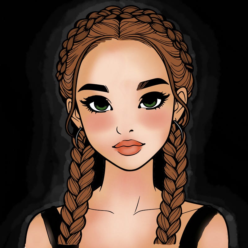 realistic girl with braids