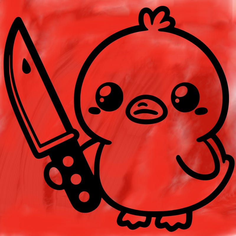 kawaii duck with knife