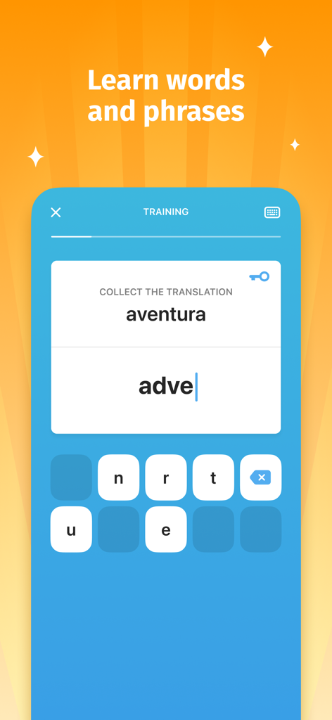 Ein Kind lernt englische Wörter und Sätze durch ein Übersetzungsspiel in der Bright Heroes App.