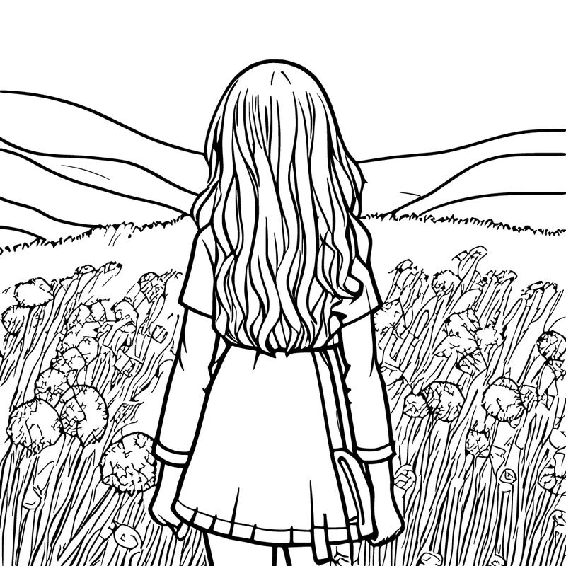 anime girl in meadow