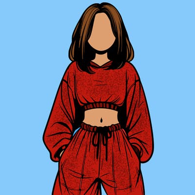 realistic girl faceless with baggy pants and a crop top