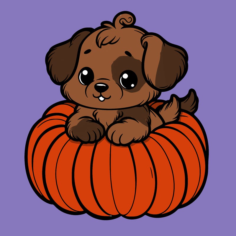 cute little puppy in a pumpkin