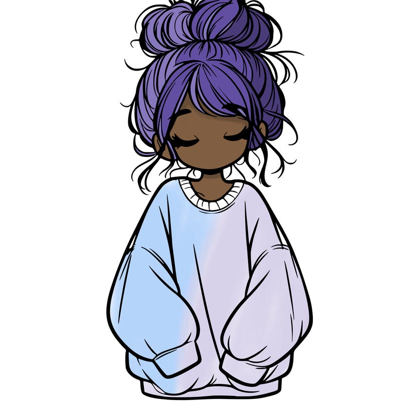 girl with baggy sweatshirt and messy bun