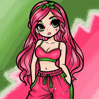 girl with crop top and sweat pants