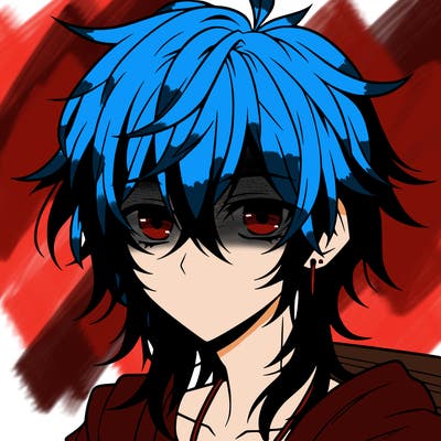 anime boy with long hair and emo