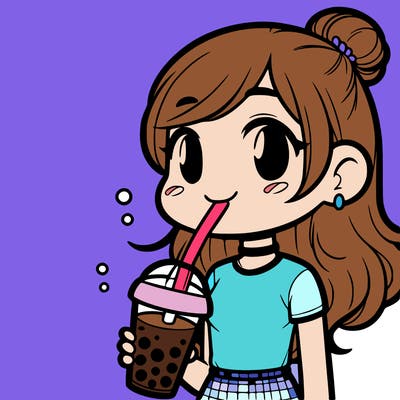 girl drinking boba