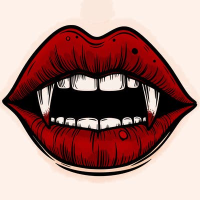 lips with vampire teeth