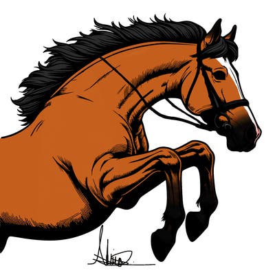 realistic horse jumping