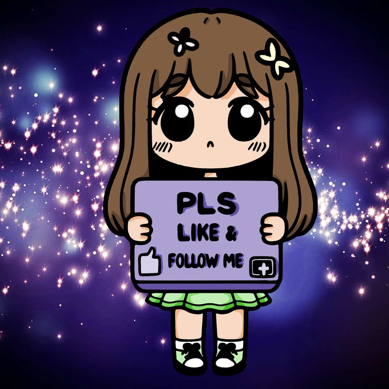 girl holding a sign that says pls like and follow me