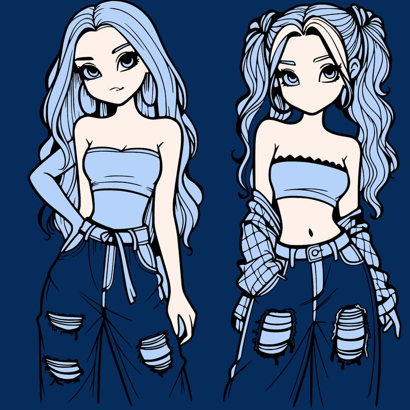 2 girls in crop tops and baggy jeans ripped