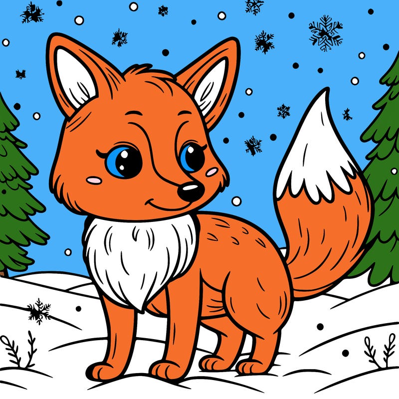 a fox in the snow