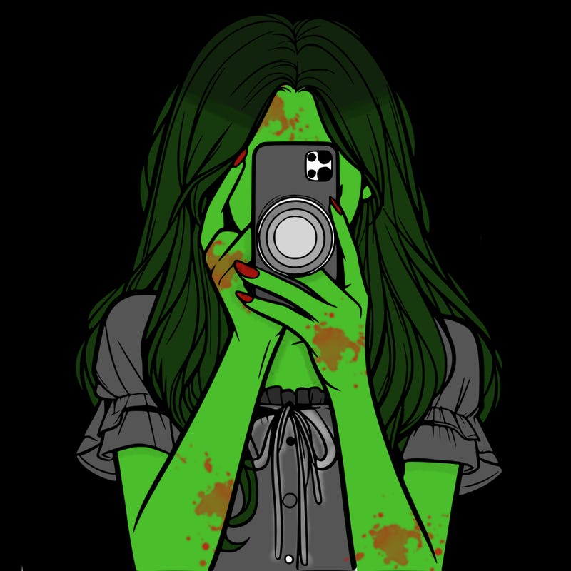 a realistic girl holding her phone taking pictures