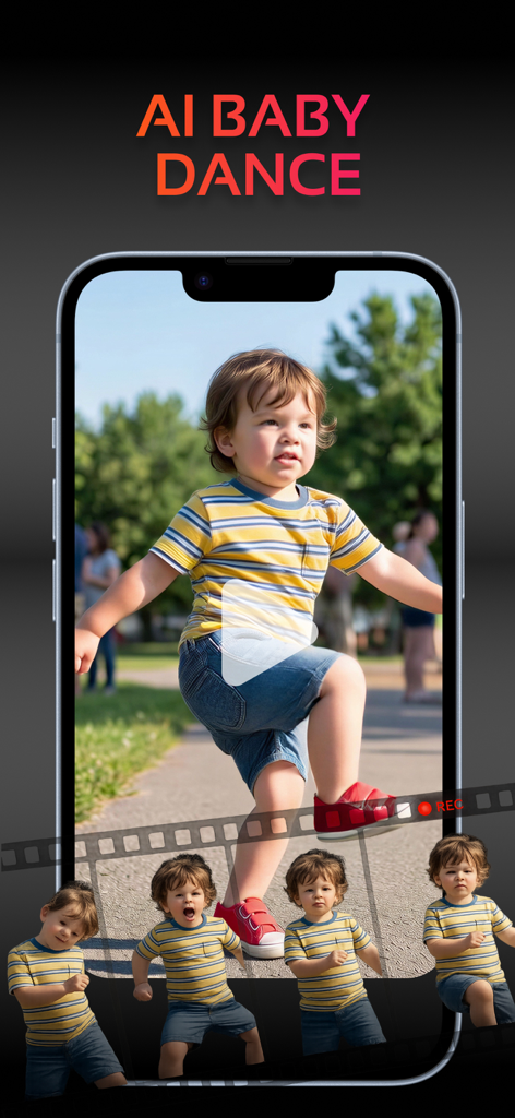 AI Baby Dance Video: shain - Función de creador de vídeos de baile de bebé IA en la aplicación Shain que muestra a un niño pequeño bailando