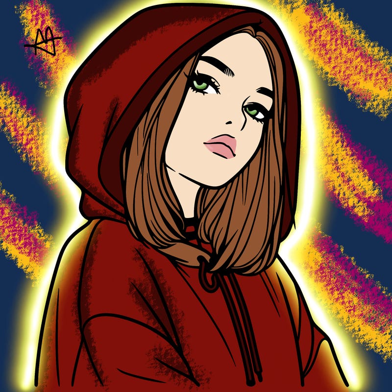 a realistic girl in a hoodie