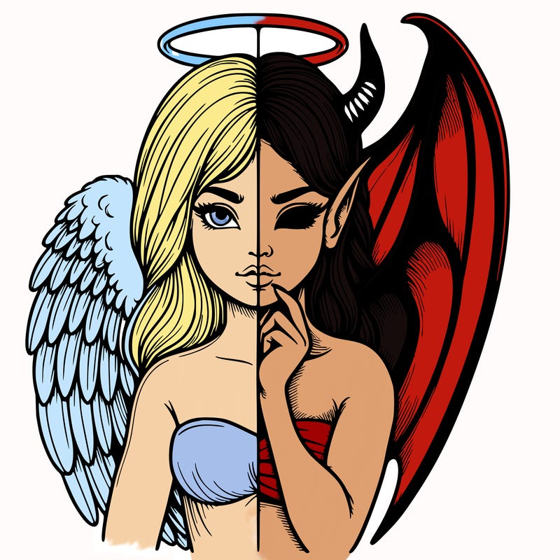 realistic angel half demon