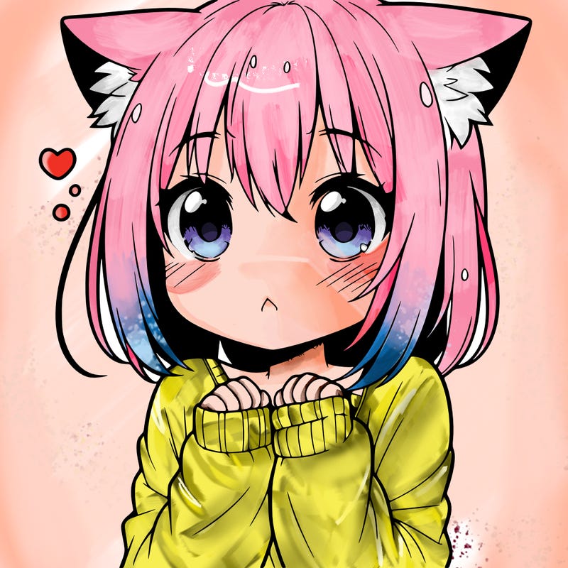 shy anime catgirl