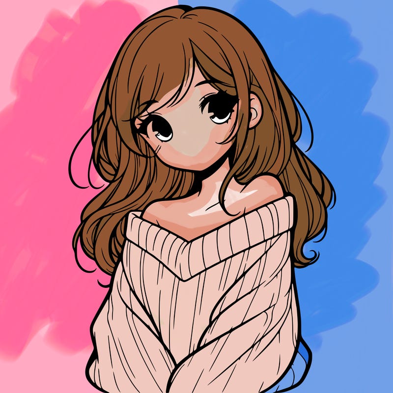 shy pretty girl wearing a sweater that is falling off one shoulder portrait