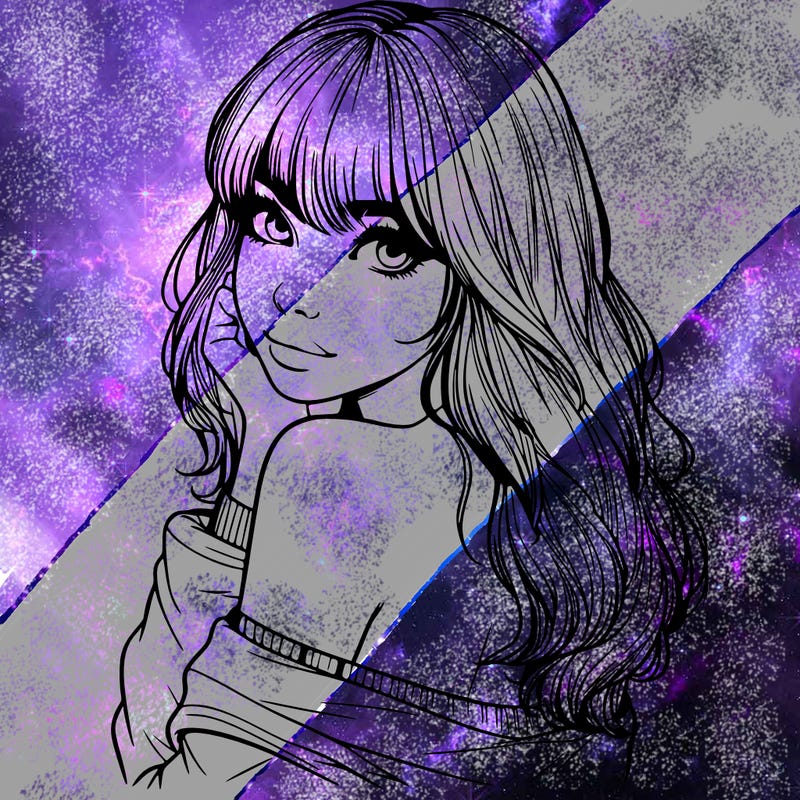 realistic girl with bangs looking over her shoulder