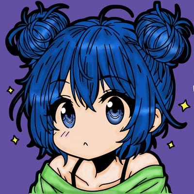 a manga girl with messy small buns