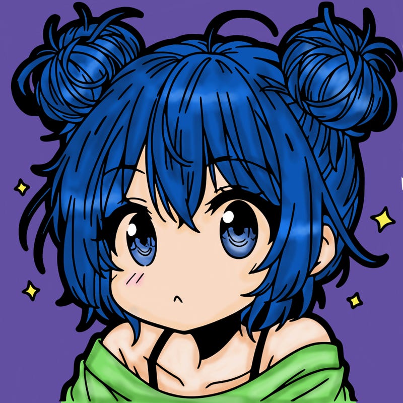 a manga girl with messy small buns