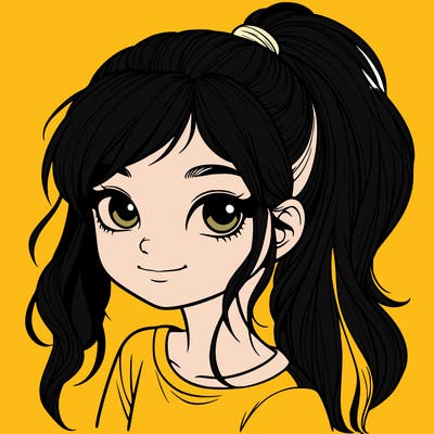 realistic girl with ponytail