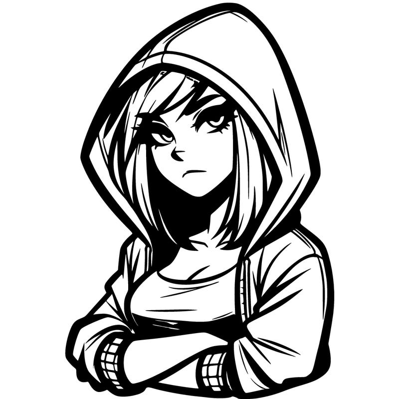 badass girl with hood on