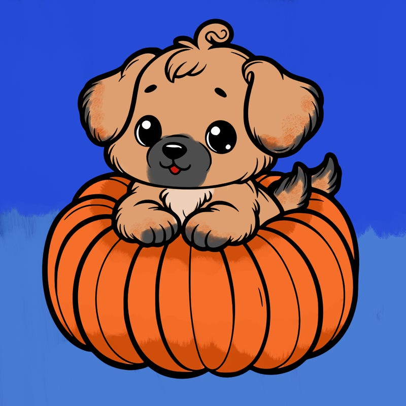 cute little puppy in a pumpkin