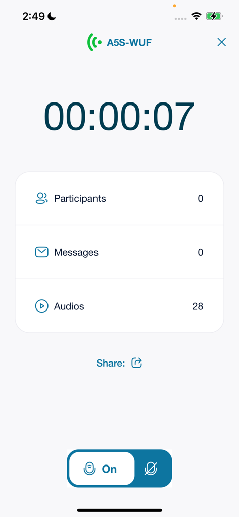 Vox Connect - Vox Connect tour guide dashboard showing active session timer and participant stats