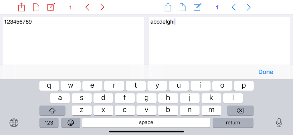 Side by side text editing in Dual WordPad app