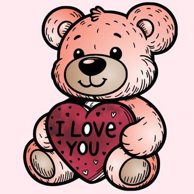 teddy bear holding an i love you heart